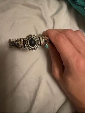 paparazzi Silver-Tone Bracelet with Black Oval Accent
